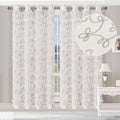 Superior Embroidered Scroll Sheer Grommet Curtain Panel Pair
