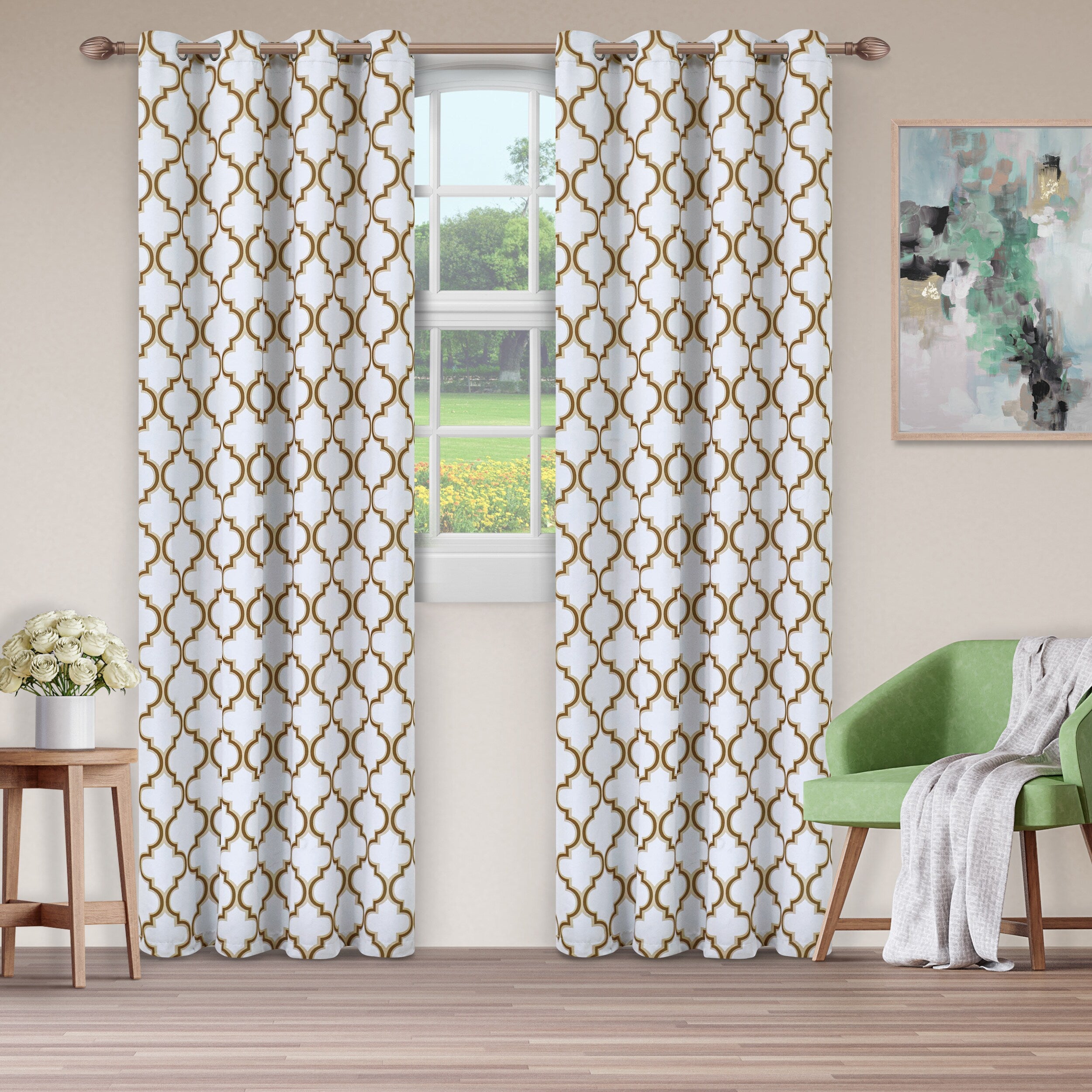 Superior Bohemian Trellis Blackout Grommet Curtain Panel Pair