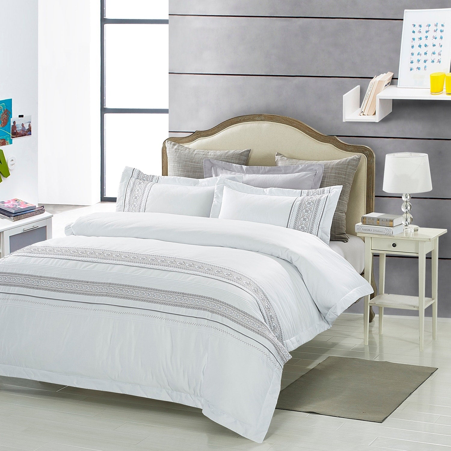 Superior Burlington 300 Thread Count Embroidered Cotton Duvet Cover Set