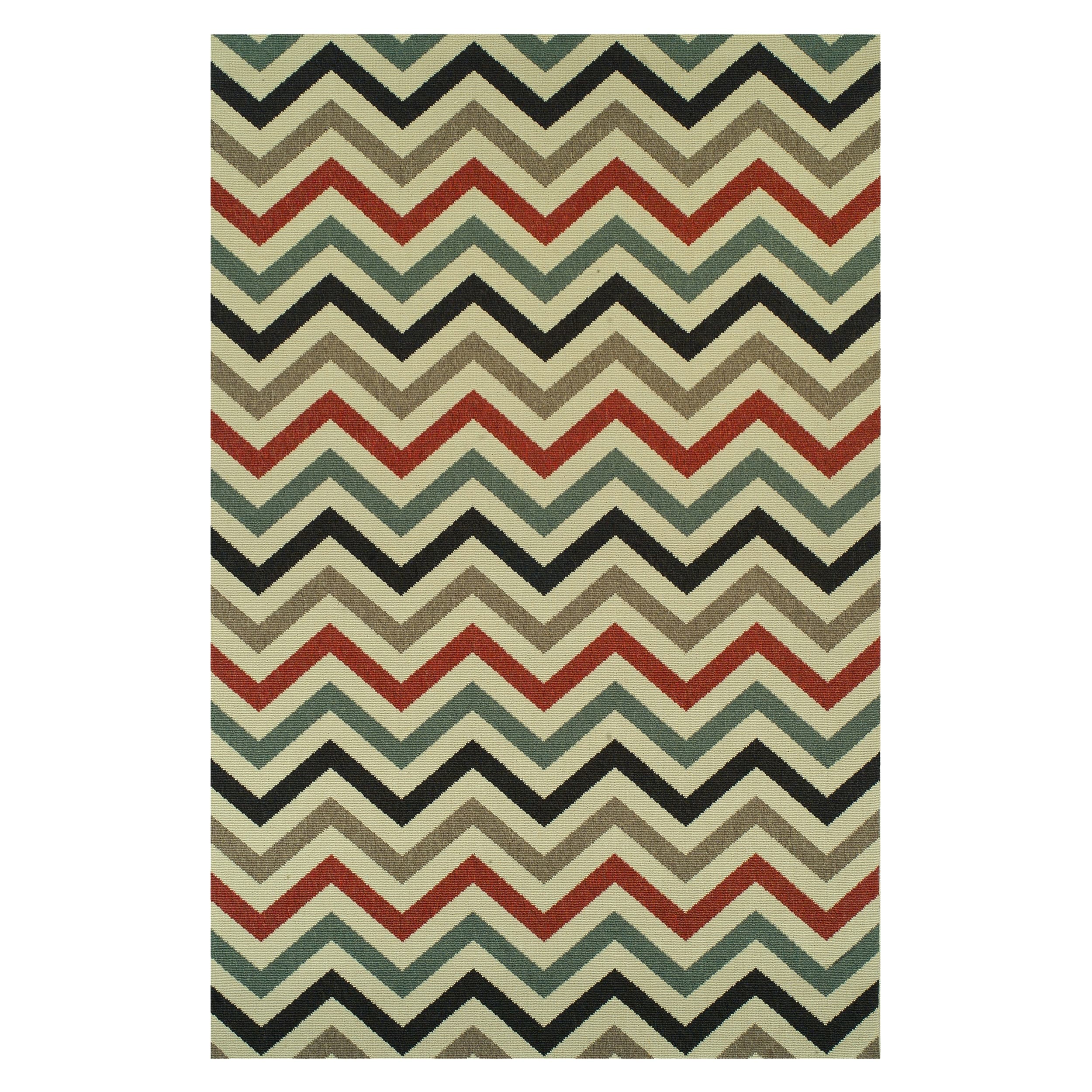 Superior Designer Chevron Indoor Outdoor Area Rug Collection 5 X 8 Multi Color 5 X 8