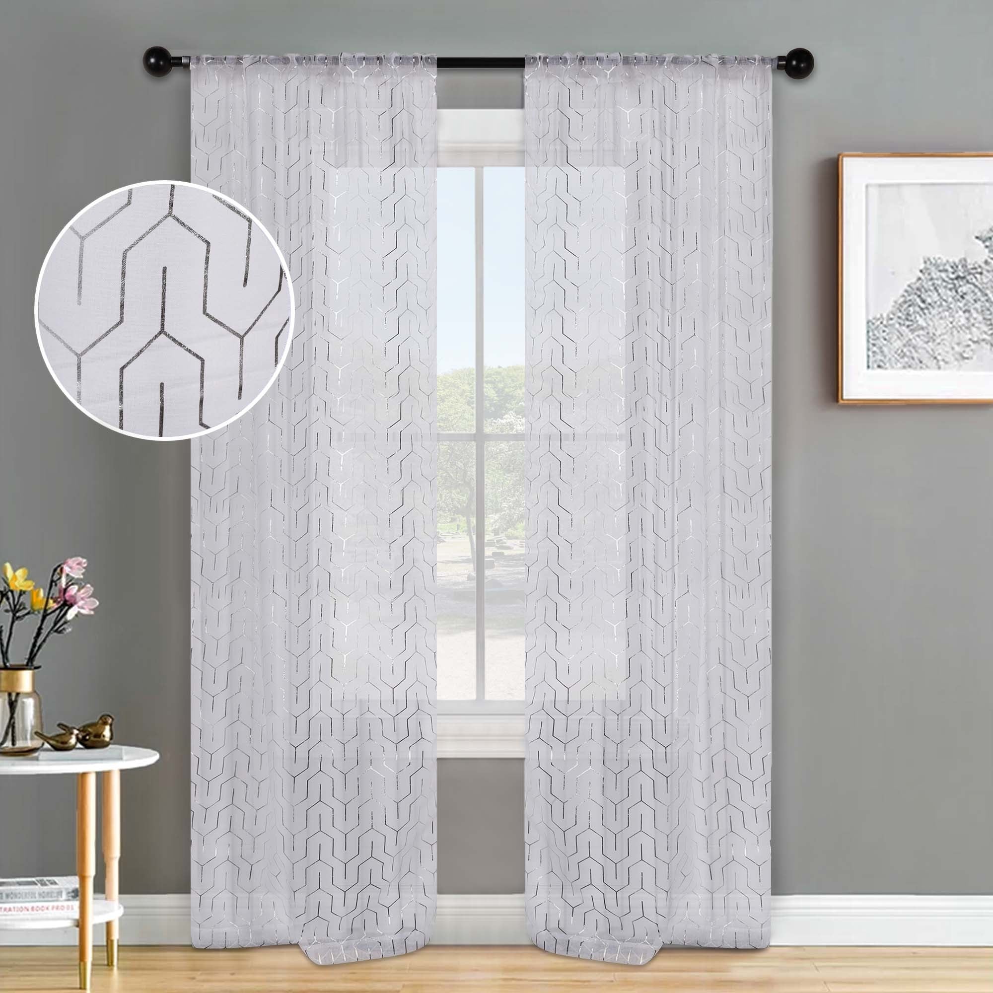 Miranda Haus Elegant Cormac Printed Sheer Grommet Curtain Panels