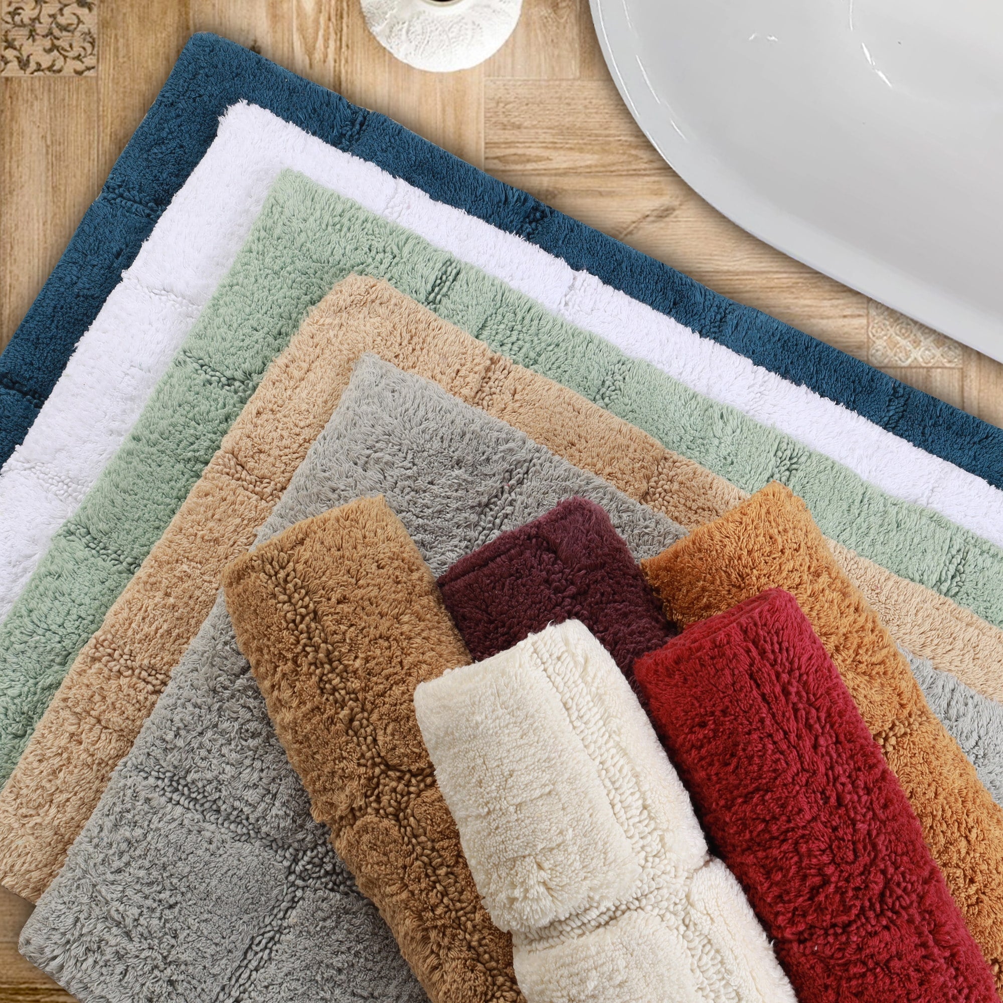 Miranda Haus Cotton Checkers 2 Piece Non Skid Bath Rug 20 X 30 24 X 36