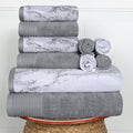 Superior Super Soft Luxurious 100 Cotton Marble Effect 10 Piece Towel Set