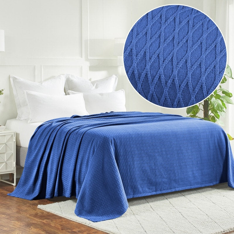 Superior All Season Luxurious Diamond Weave Cotton Blanket