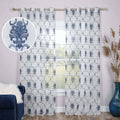 Superior Embroidered Elegant Scroll Sheer Grommet Curtain Panel Pair