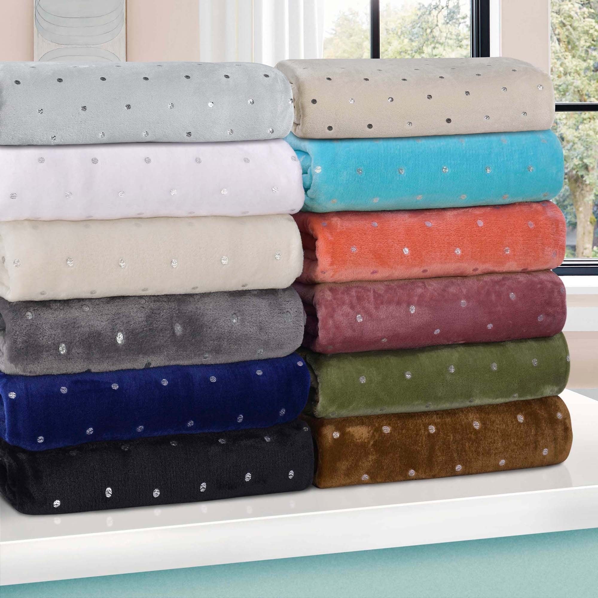 Silver Orchid Jana Metallic Polka Dot Print Fleece Blanket
