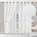 Superior Embroidered Foliage Sheer Grommet Curtain Panel Pair