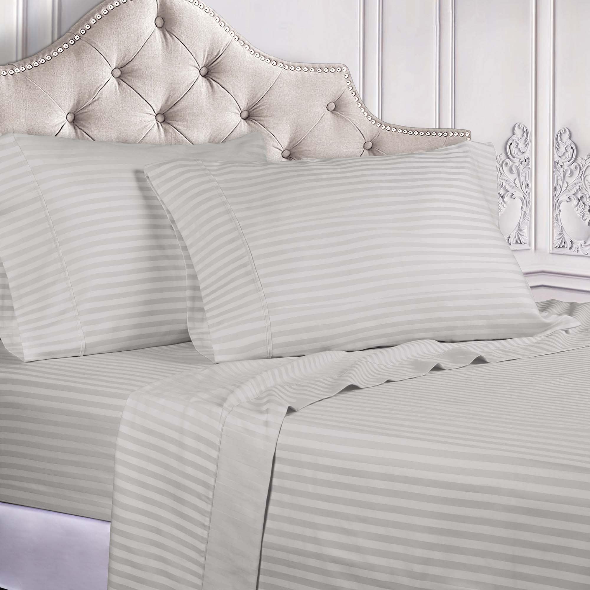 Superior 400 Thread Count Deep Pocket Stripe Cotton Sateen Sheet Set