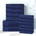 Superior 100 Percent Cotton Honeycomb Jacquard And Solid 12 Piece Towel Set