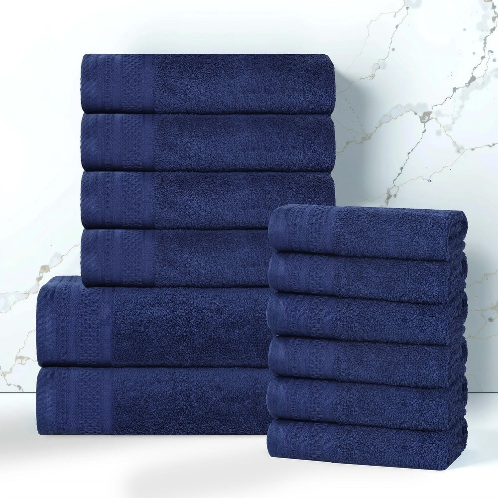 Superior 100 Percent Cotton Honeycomb Jacquard And Solid 12 Piece Towel Set