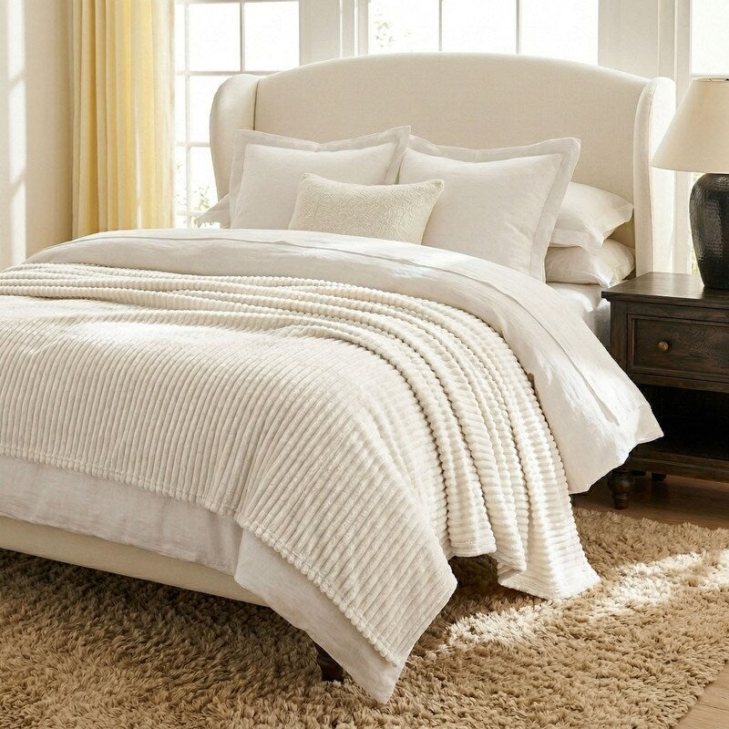 Superior Kacey Ribbed Corduroy Style Ultra Soft Fluffy Fleece Blanket