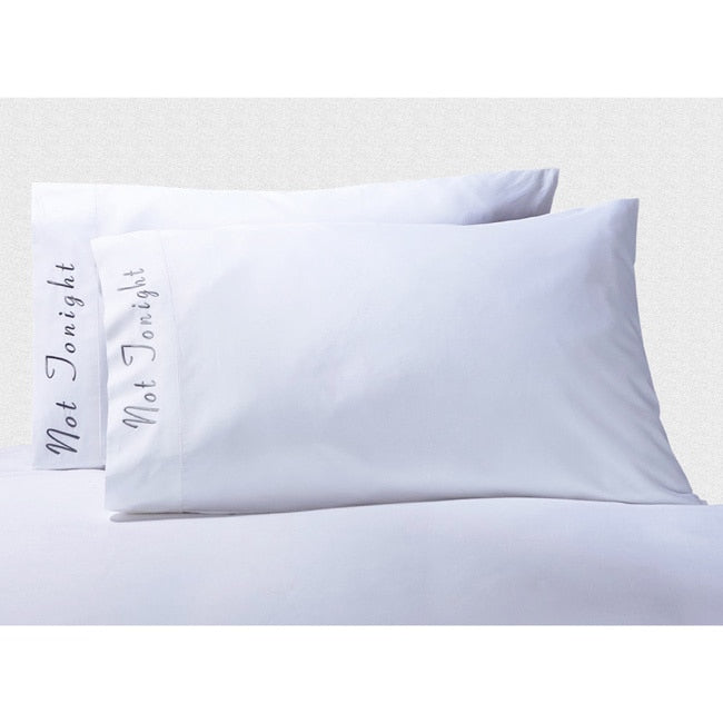 Superior Not Tonight Cotton Embroidered 500 Thread Count Pillowcase Set Of 2