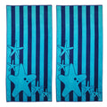 Superior Oversize Jacquard Cotton Beach Towels Starfish Blue Set Of 2 34 X 65
