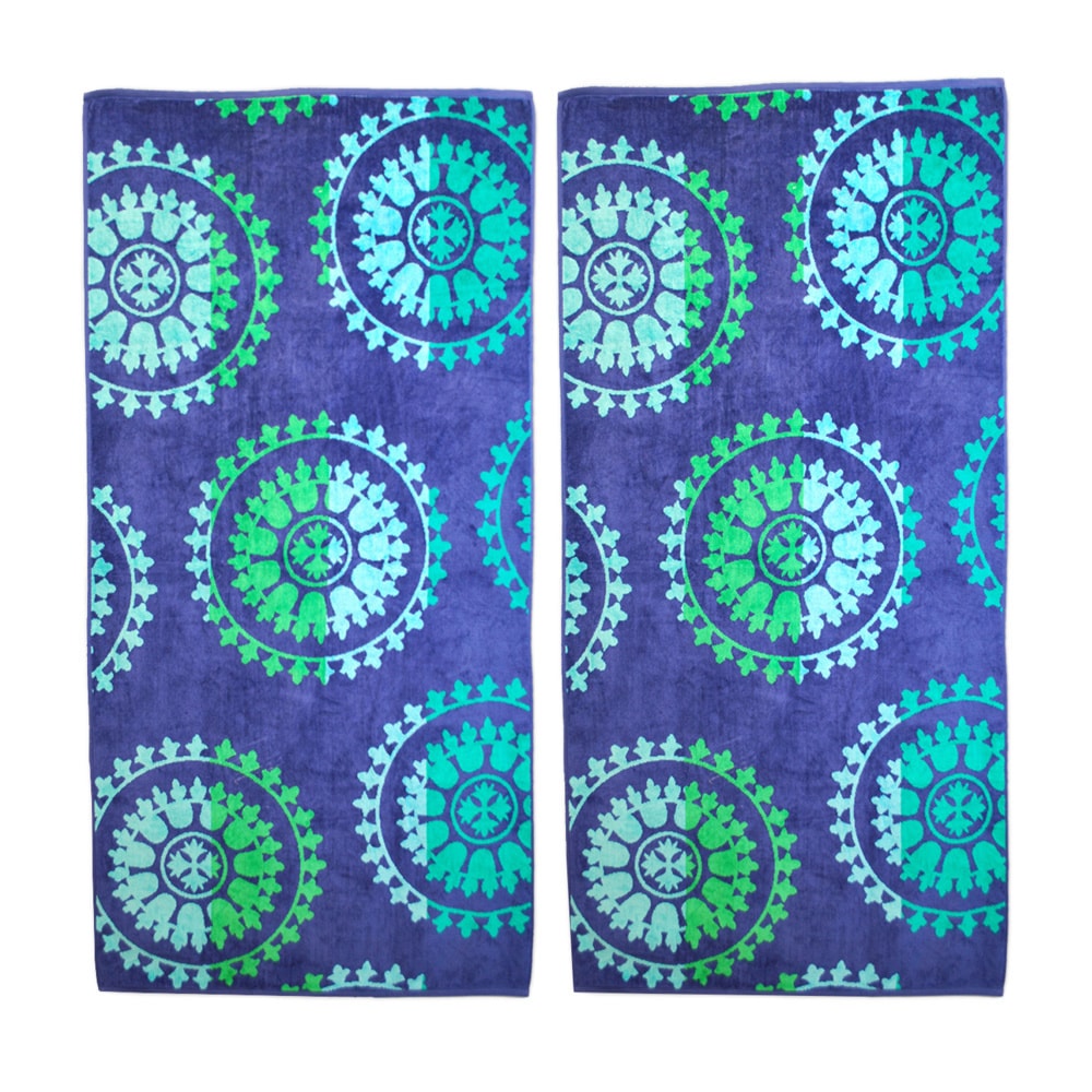Superior Oversized Spin Wheels Jacquard Cotton Beach Towels Set Of 2
