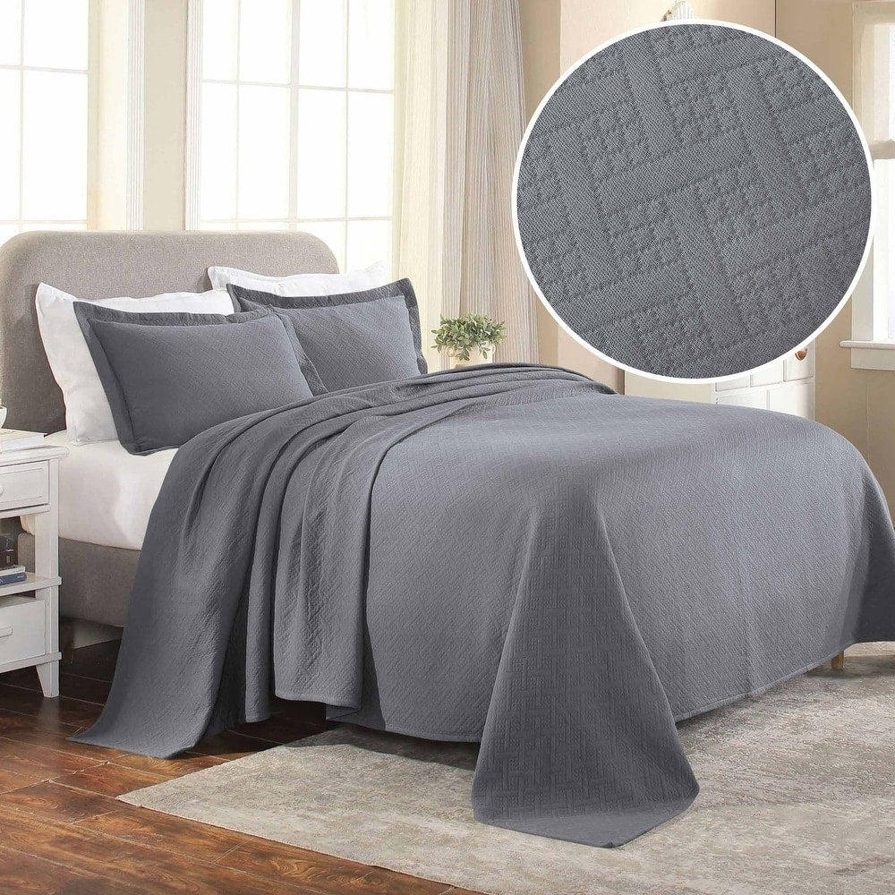 Superior Jacquard Matelasse Basket Cotton Bedspread Set