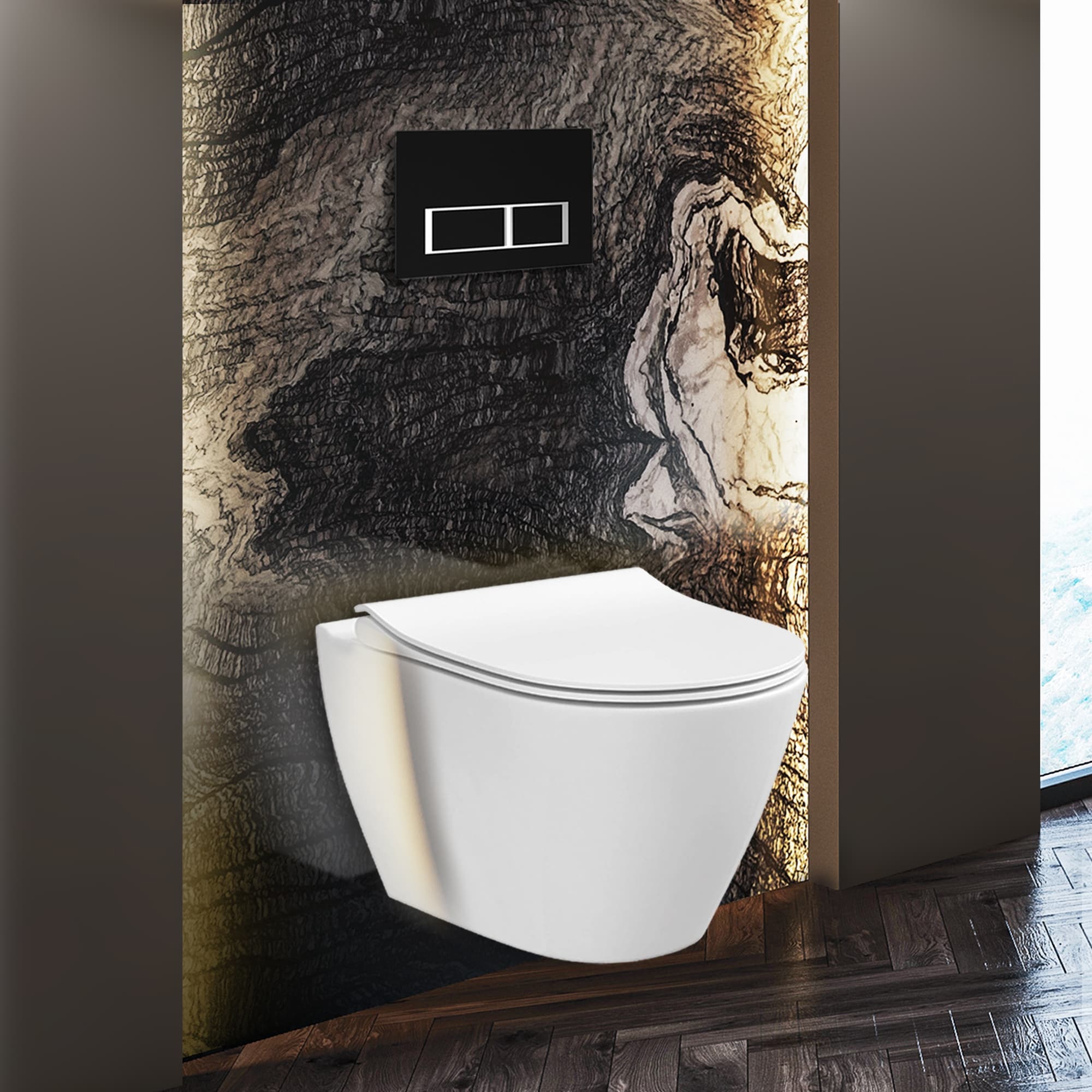 Supreme In Wall Toilet Combo Set 20 Toilet Bowl With Soft Close Seat 2 X 4 Tank And Carrier System Push Buttons Included.