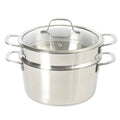Sur La Table Kitchen Essentials 3 Piece 5.3 Quart Stainless Steel Dutch Oven With Steamer Insert Glass Lid