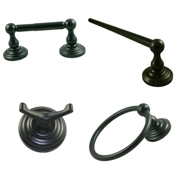 Sure Loc Flat Black Boulder 4 Piece Bathroom Accessory Set