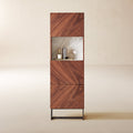 Suspend 57in Walnut Wood Media Console with White Marble Top