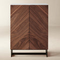 Suspend White Marble and Wood Bar Cabinet