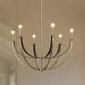 Sussex 29 Inch 6 Light Champagne Gold And Black Faux Leather Chandelier L 28.75 X W 28.75 X H 22.25 X M H 79.25