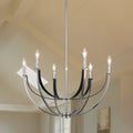 Sussex 29 Inch 6 Light Polished Nickel And Black Faux Leather Chandelier L 28.75 X W 28.75 X H 22.25 X M H 79.25