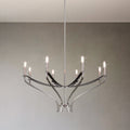Sussex 36 Inch 8 Light Polished Nickel And Black Faux Leather Chandelier L 36.5 X W 36.5 X H 23 X M H 80