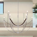 Sussex 40 Inch 9 Light Polished Nickel And Dark Brown Faux Leather Chandelier L 40.25 X W 40.25 X H 30.5 X M H 87.5
