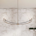 Sussex 47 Inch 4 Light Champagne Gold And Black Faux Leather Linear Chandelier L 47.25 X W 16 X H 15.25 X M H 72.25