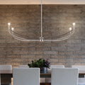 Sussex 47 Inch 4 Light Polished Nickel And Black Faux Leather Linear Chandelier L 47.25 X W 16 X H 15.25 X M H 72.25