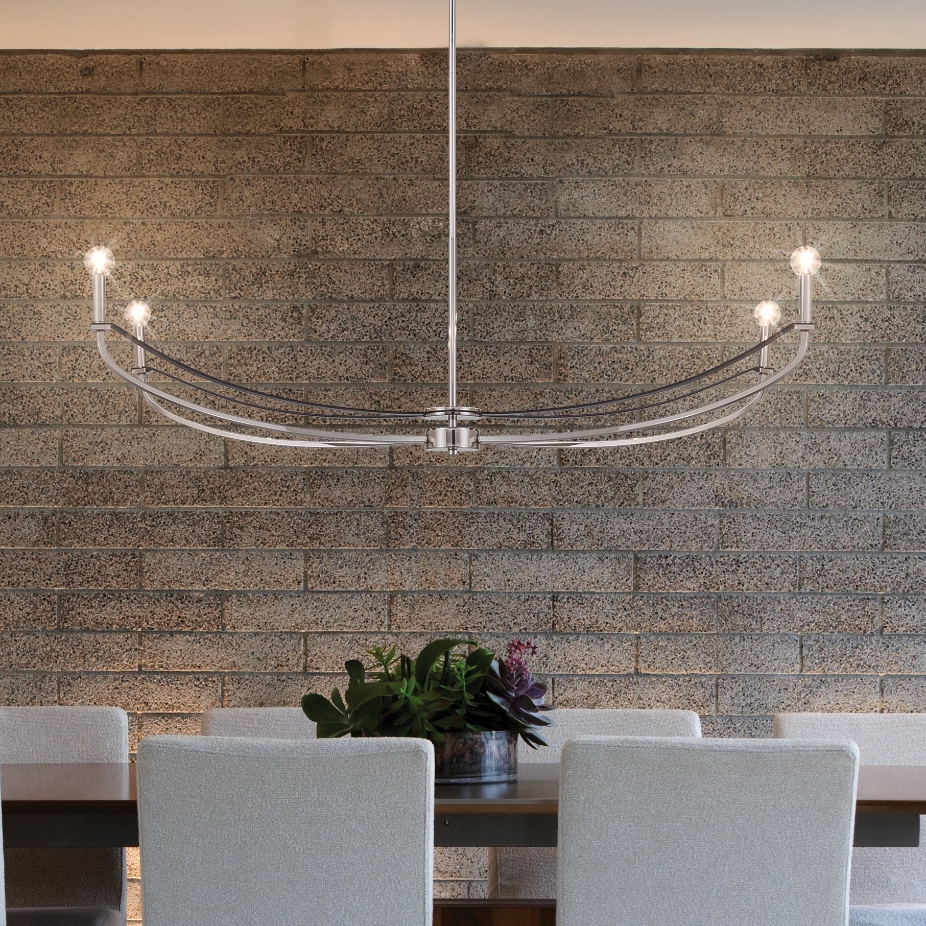 Sussex 47 Inch 4 Light Polished Nickel And Black Faux Leather Linear Chandelier L 47.25 X W 16 X H 15.25 X M H 72.25