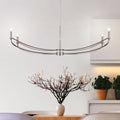 Sussex 47 Inch 4 Light Polished Nickel And Dark Brown Faux Leather Linear Chandelier