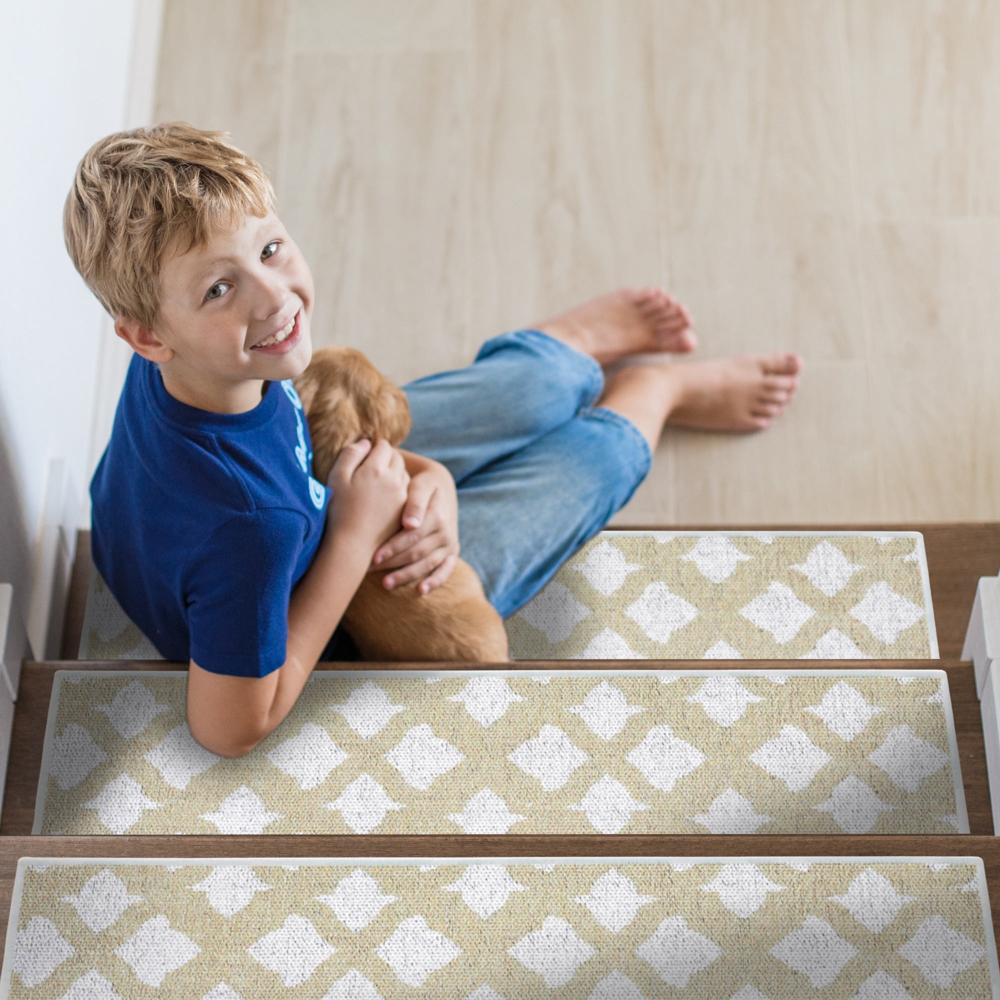 Sussexhome Floral Design 9 X 28 Stair Treads 70 Cotton Anti Slip Carpet Strips For Indoor Stairs With Double Adhesive Tape
