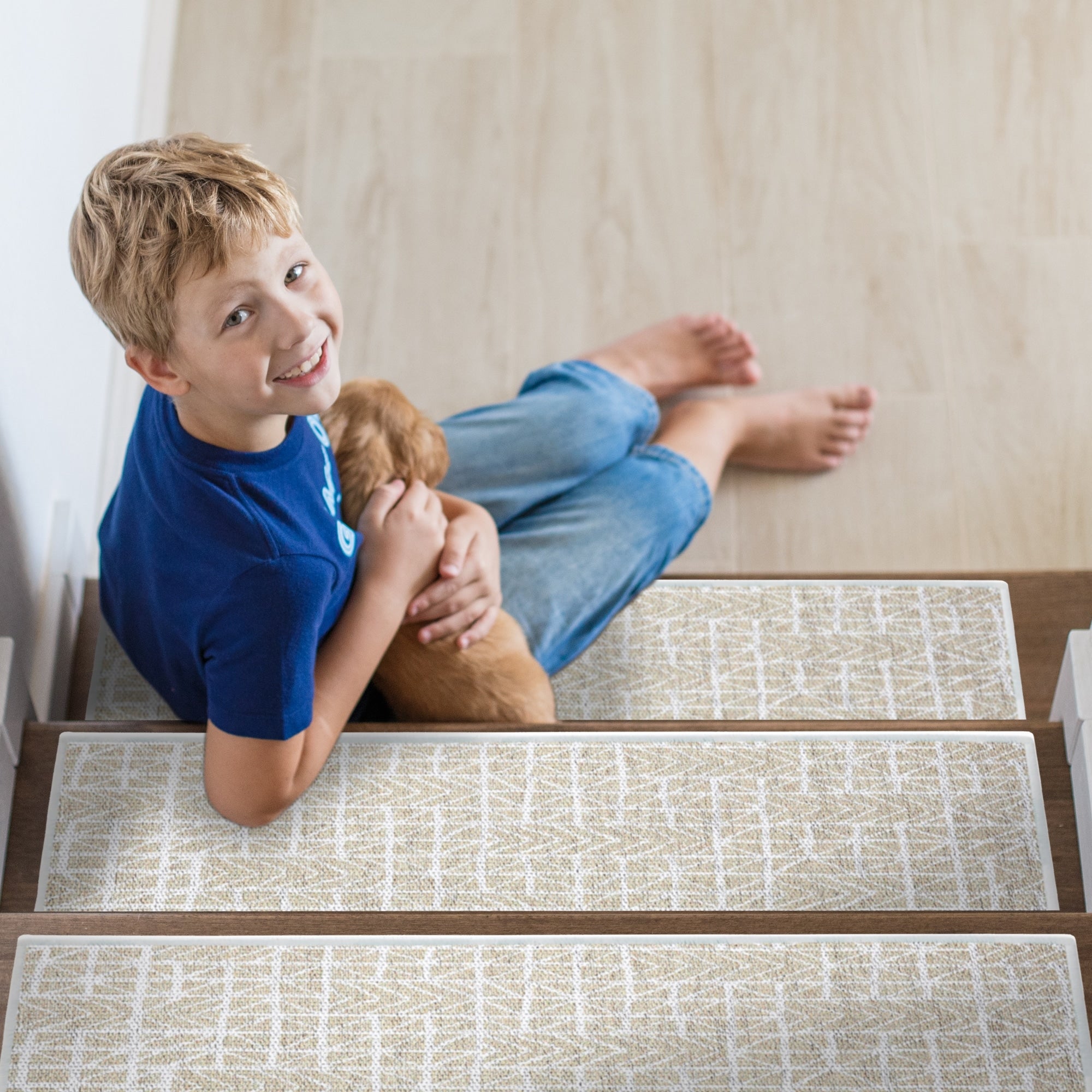Sussexhome Hudson Design 9 X 28 Stair Treads 70 Cotton Anti Slip Carpet Strips For Indoor Stairs With Double Adhesive Tape