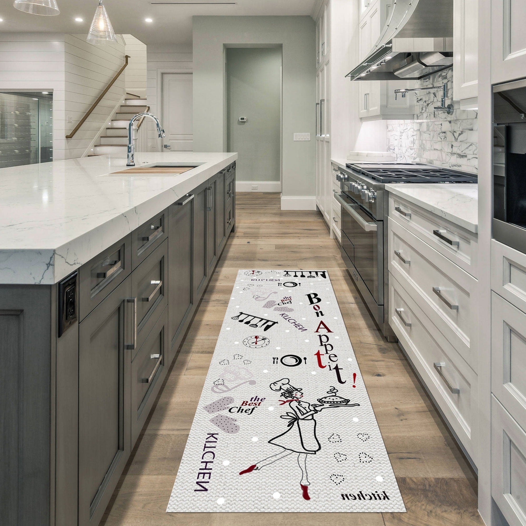 Sussexhome Non Skid Washable Kitchen Runner Rug Ultra Thin Cotton Kitchen Floor Mat For In Front Of Sink 20 X 59 Inches