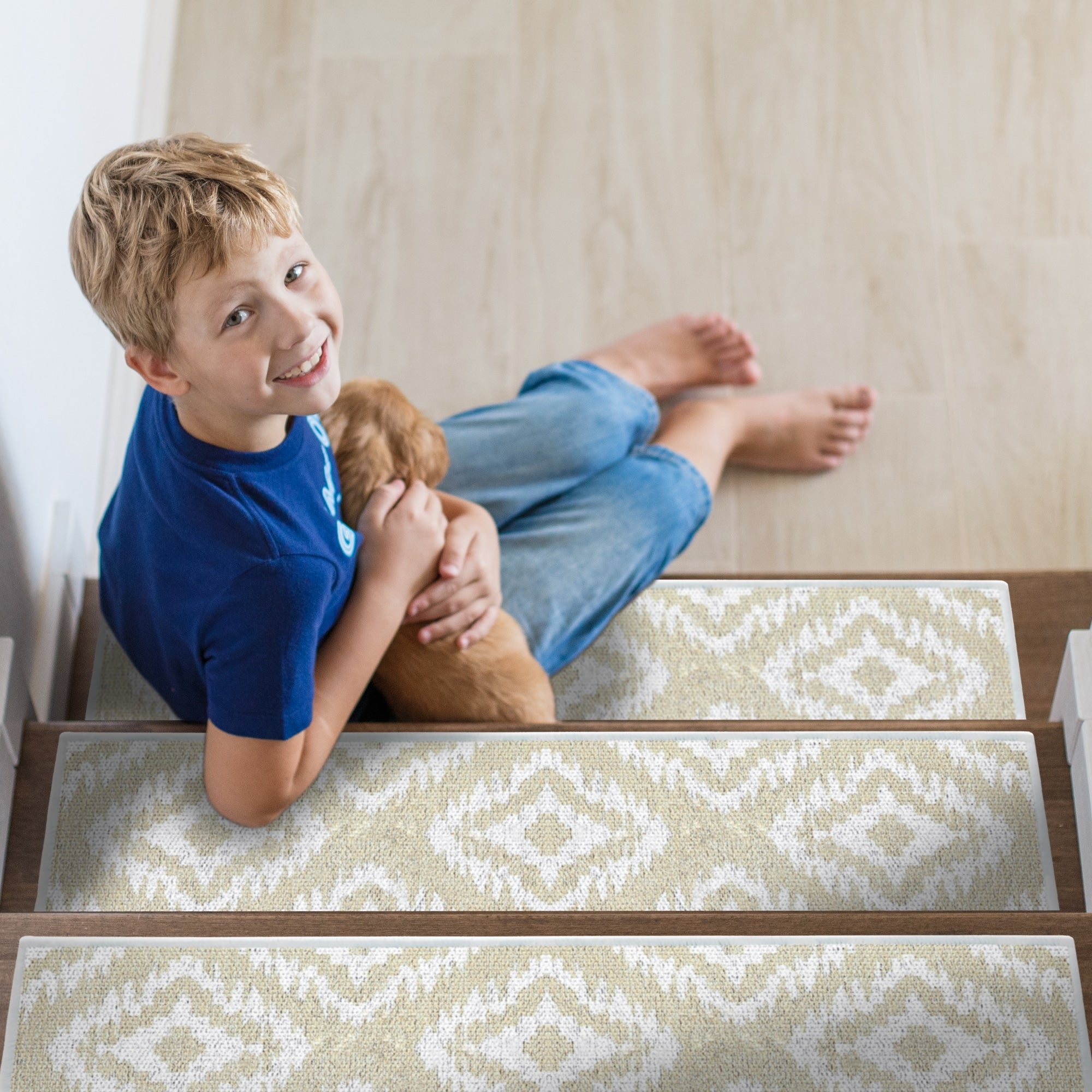 Sussexhome Tetra One Design 9 X 28 Stair Treads 70 Cotton Anti Slip Carpet Strips For Stairs With Double Adhesive Tape