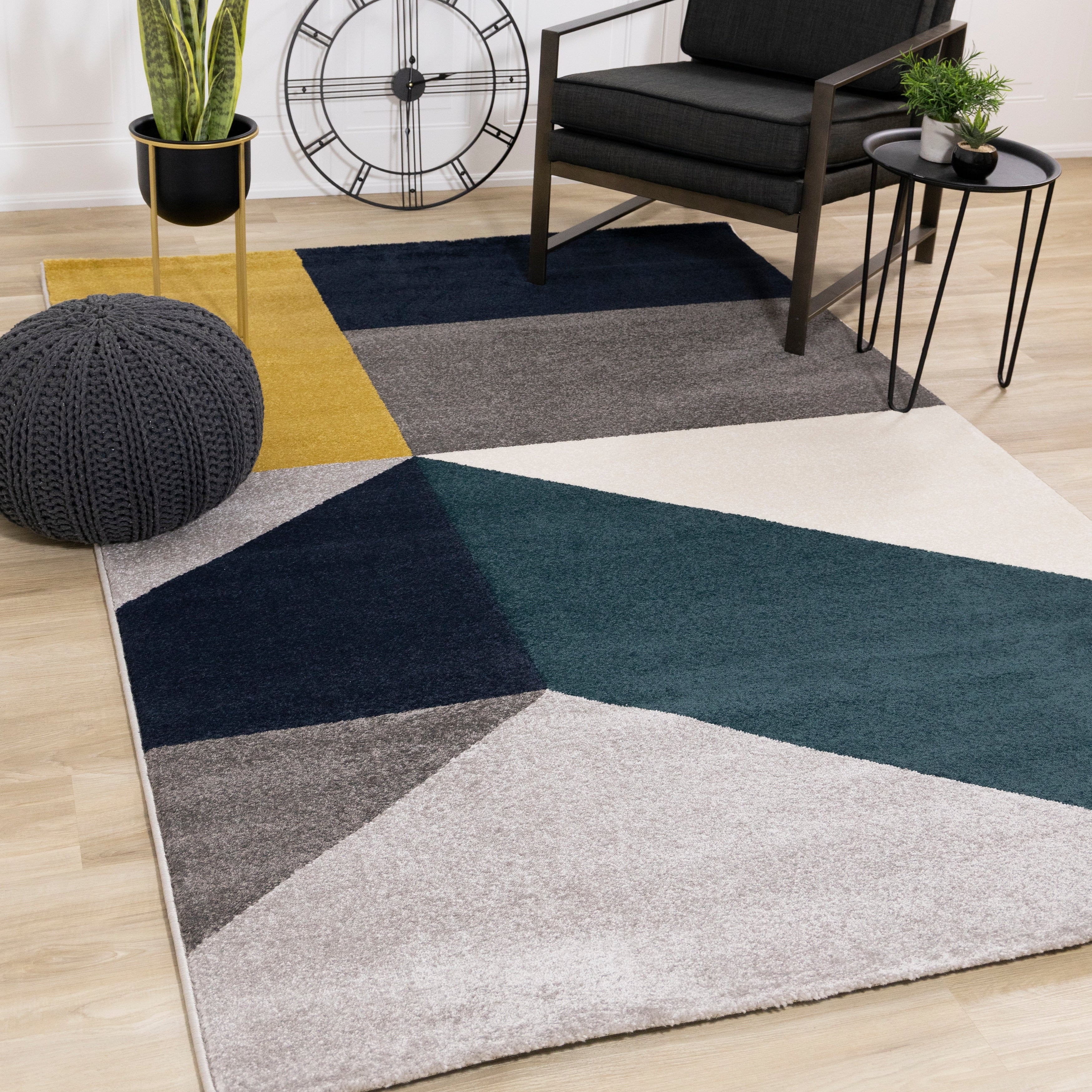 Sovereign Grey Blue Large Geometry Rug