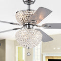 Swarana Chrome Dual Lighted Ceiling Fan With Crystal Shades Includes Remote And Light Kit