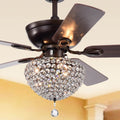 Swarna Antique Bronze 3 Light Metal Crystal 5 Blade 52 Inch Ceiling Fan Remote Optional
