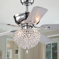 Swarna Chrome 5 Blade 52 Inch Lighted Ceiling Fan With Crystal Bowl Chandelier Remote Controlled