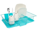 Sweet Home Collection 3 Piece Dish Drainer Set Turquoise
