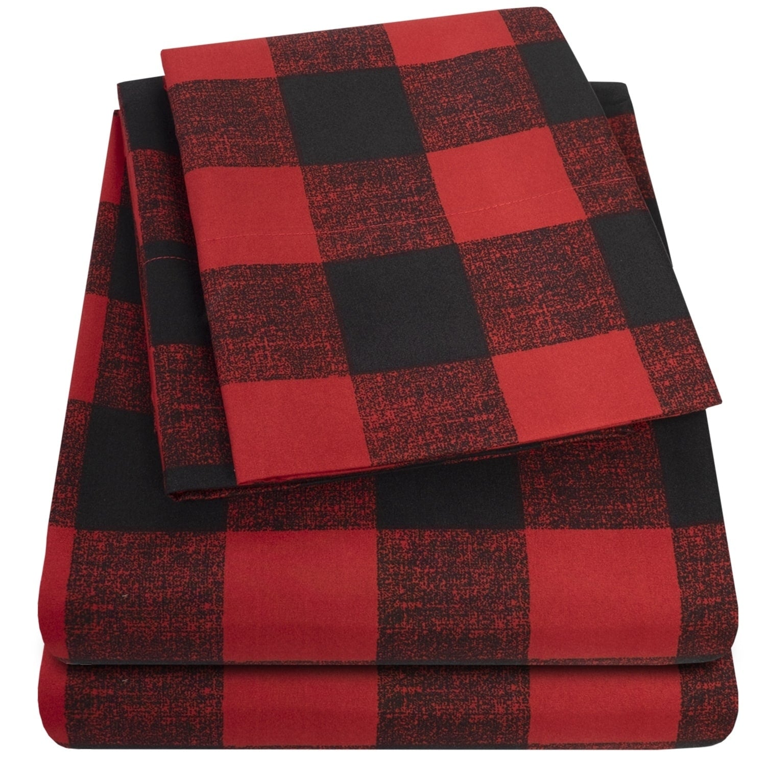 Sweet Home Collection 4 Piece Buffalo Check Sheet Set