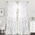 Sweet Home Collection Sheer Voile Waterfall Ruffled Tier 108 Inch Single Curtain Panel 108 Long X 50 Wide