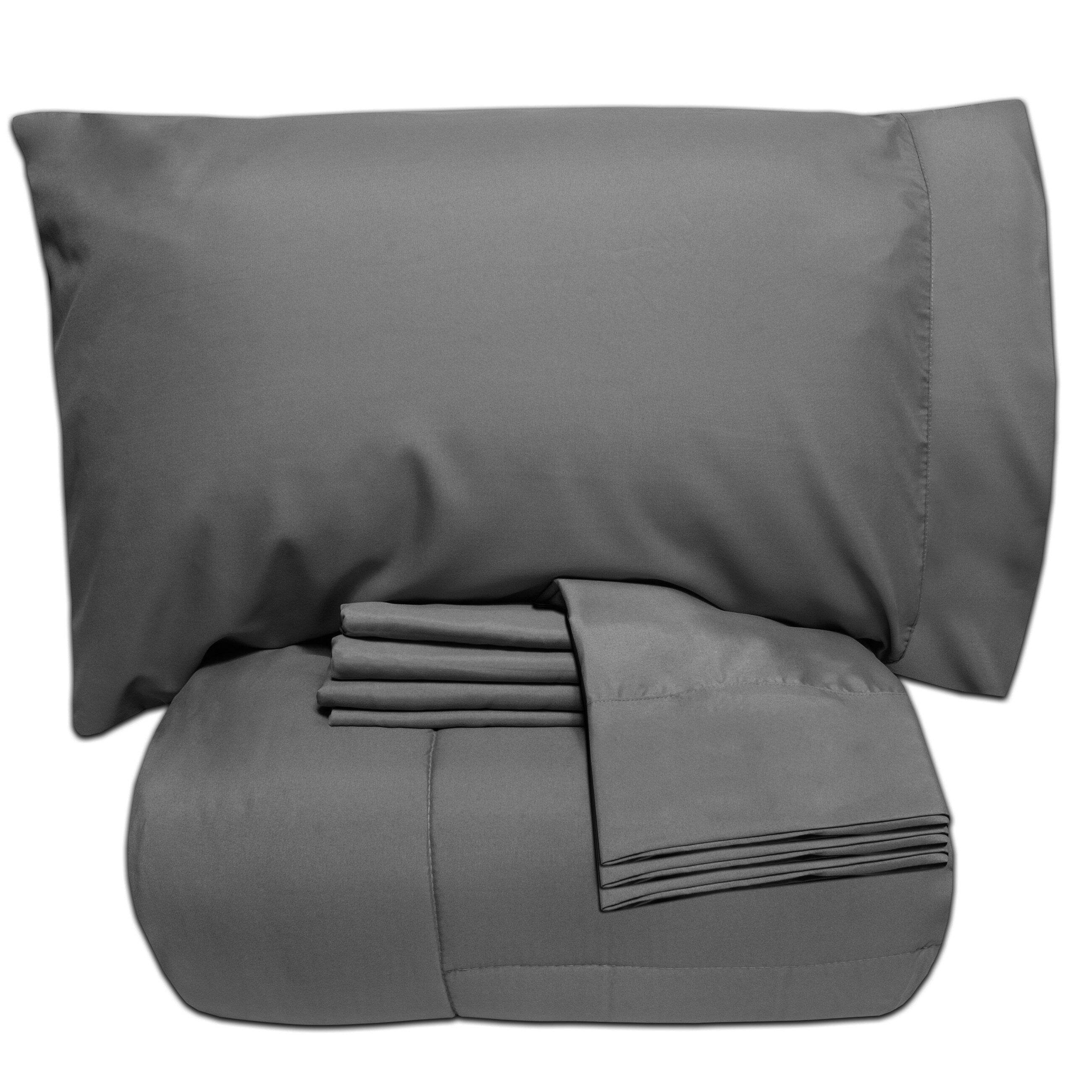 Sweet Home Collection Luxury Solid 7 Piece Bed In A Bag With Sheet Set
