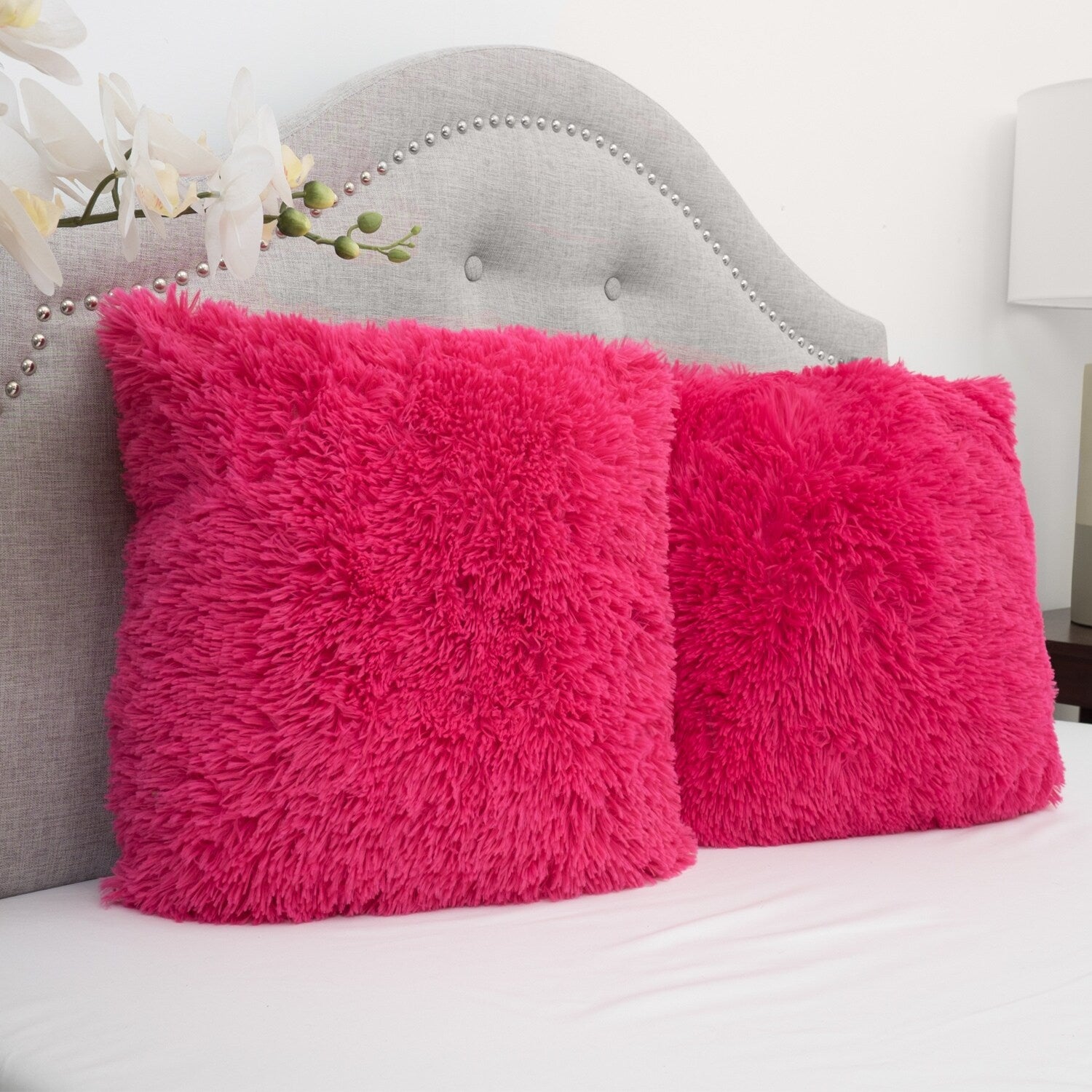 Faux Fur 18 Inch Decorative Throw Pillows Set Of 2