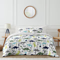 Sweet Jojo Designs Blue And Green Mod Dinosaur Collection Full Queen 3 Piece Bedding Set