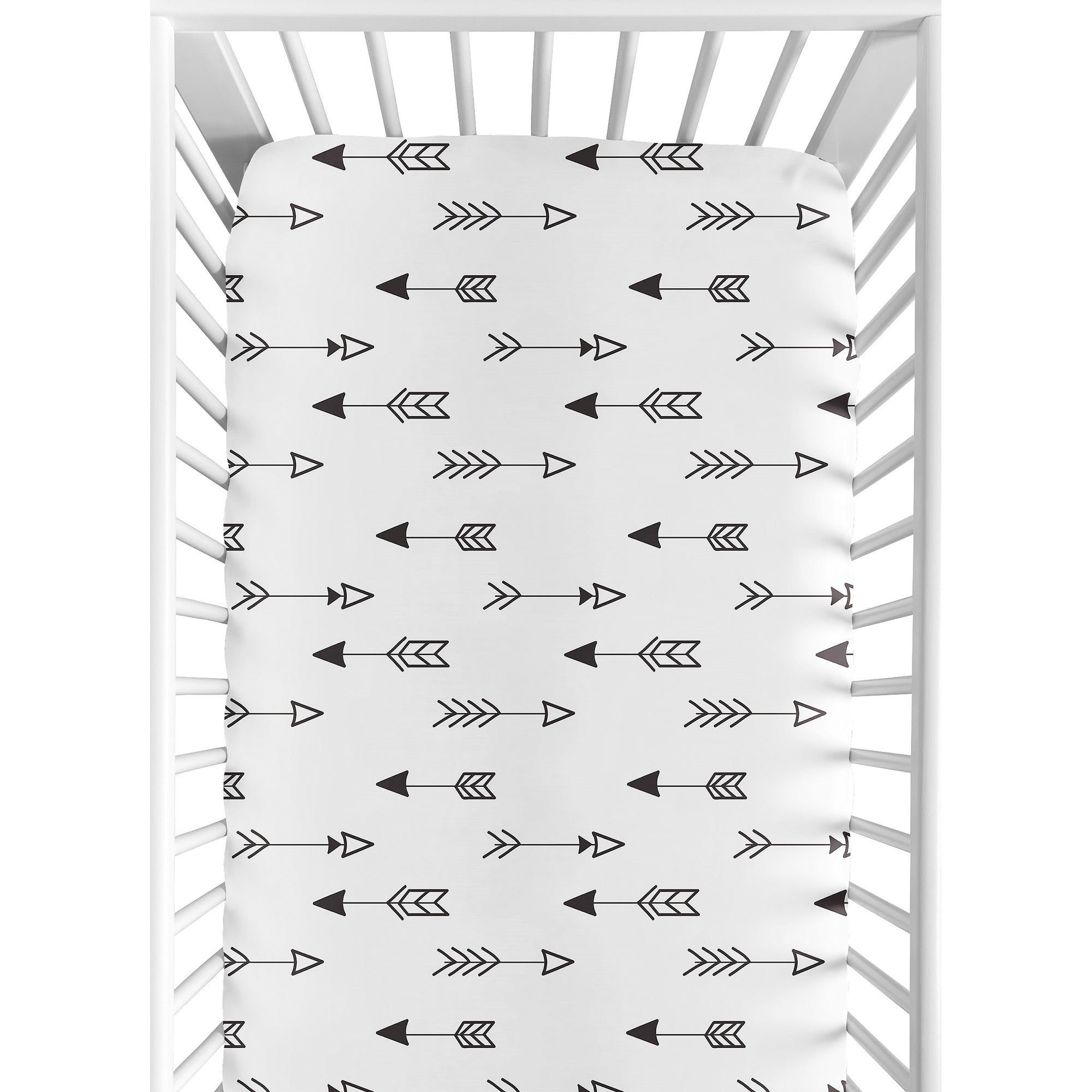 Sweet Jojo Designs Arrow Print Fitted Crib Sheet For The Black And White Fox Collection