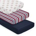 Sweet Jojo Designs Baseball Sports Boy 3 Pack Fitted Crib Sheets Red White And Blue Stripes Solid Navy And Americana Sport