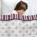 Sweet Jojo Designs Baseball Sports Boy Toddler Weighted Blanket 5Lbs For Kids Red White Blue Stripes For Base Ball Patch Coll.