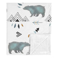 Sweet Jojo Designs Bear Mountain Watercolor Collection Boy Baby Receiving Security Swaddle Blanket Slate Blue Black And White